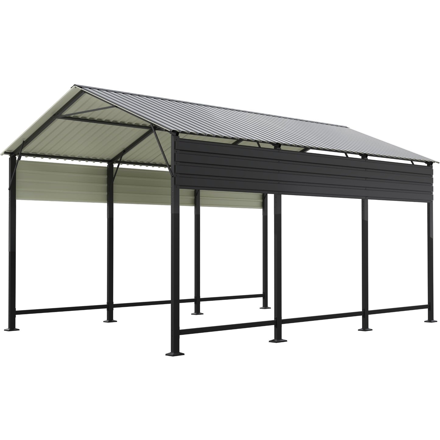 Patiowell 10x15 FT Metal Carport, Heavy Duty Carport with Reinforced Frame and Galvanized Steel Roof, Outdoor Car Port Shelter for Car, Truck, Boat and Tractor, Black