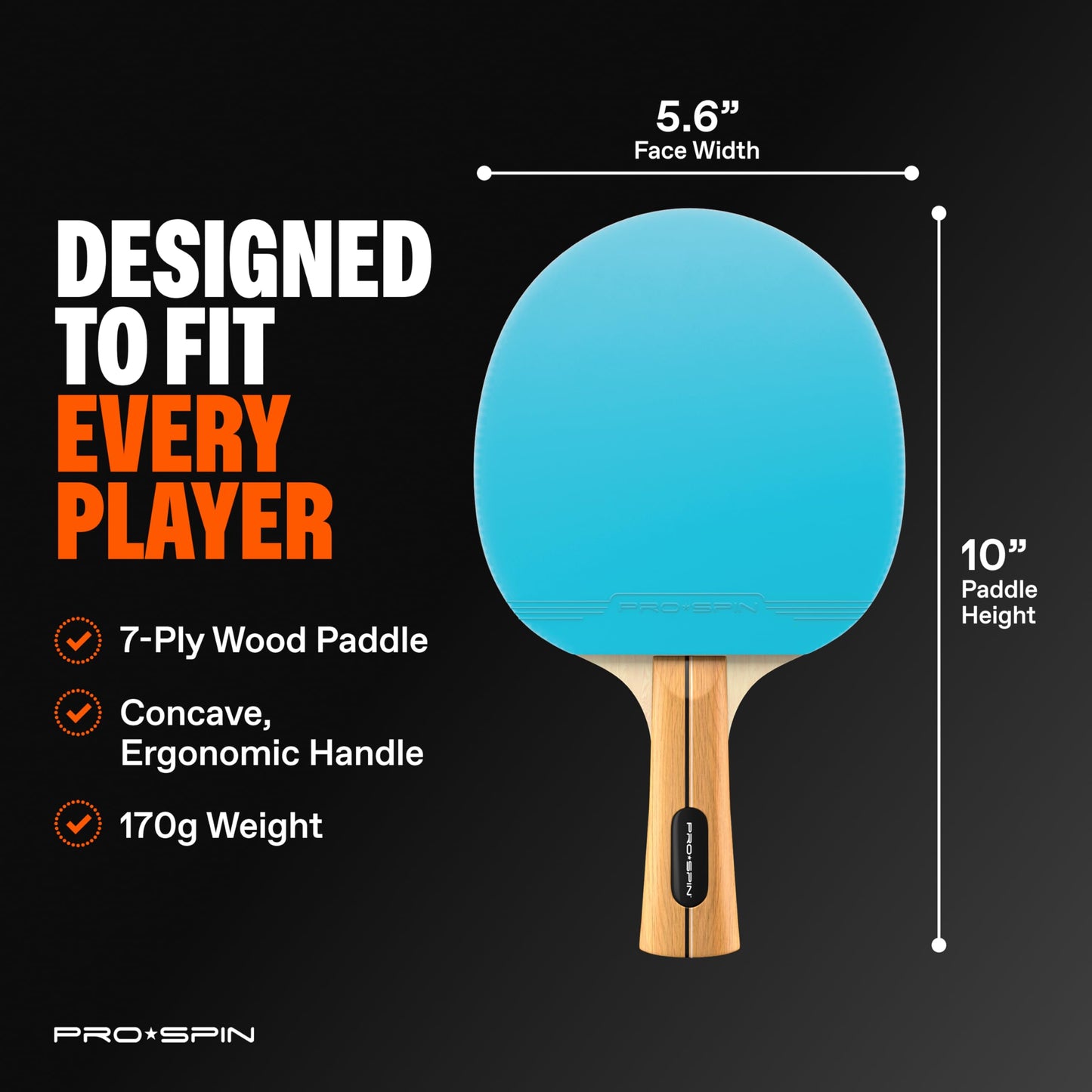 PRO-SPIN Ping Pong Paddles - High-Performance Set with Premium Table Tennis Rackets, 3-Star Ping Pong Balls, Storage Case | Professional Quality Ping Pong Paddle Set (Purple|Blue, 2-Player Set)