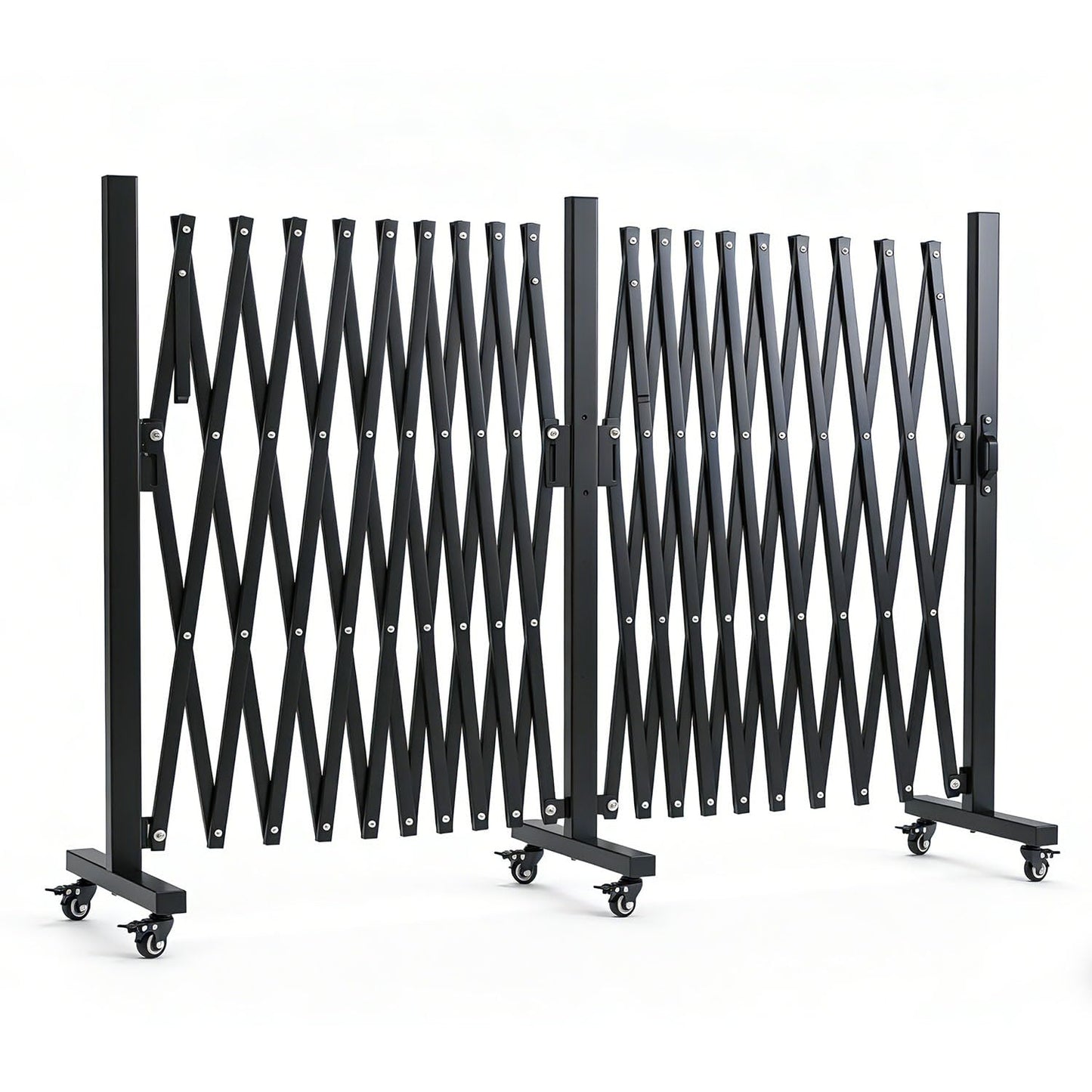 Expandable Fence, 17FT Expandable Barricade, Portable Folding Barricade Gate with Locking Casters, Adjustable Mobile Barricade Metal Traffic Fence for Garden Patio Garages