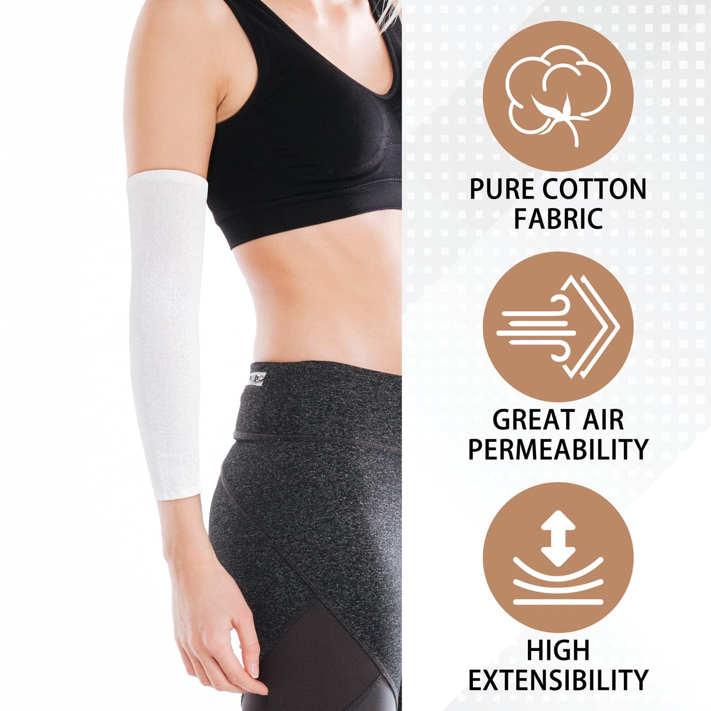 Evridwear Eczema Arm or Leg Sleeves, 5 Pairs Pure Cotton Fabric Prevent Scratching and Rubbing Eczema Skin Diseases Diabetes for Adults(M)