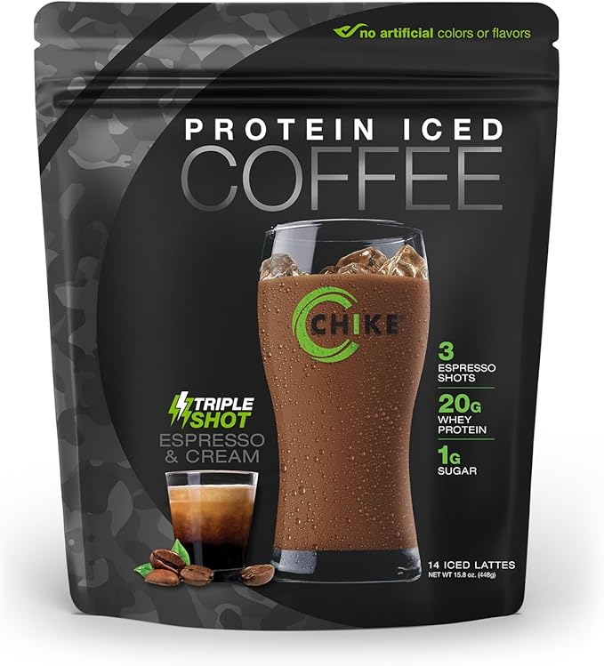 CHIKE Triple Shot Espresso & Cream Protein Iced Coffee, 20 G Protein, 3 Shots Espresso, 1 G Sugar, Keto Friendly and Gluten Free, 14 Servings (15.8 Ounce)…