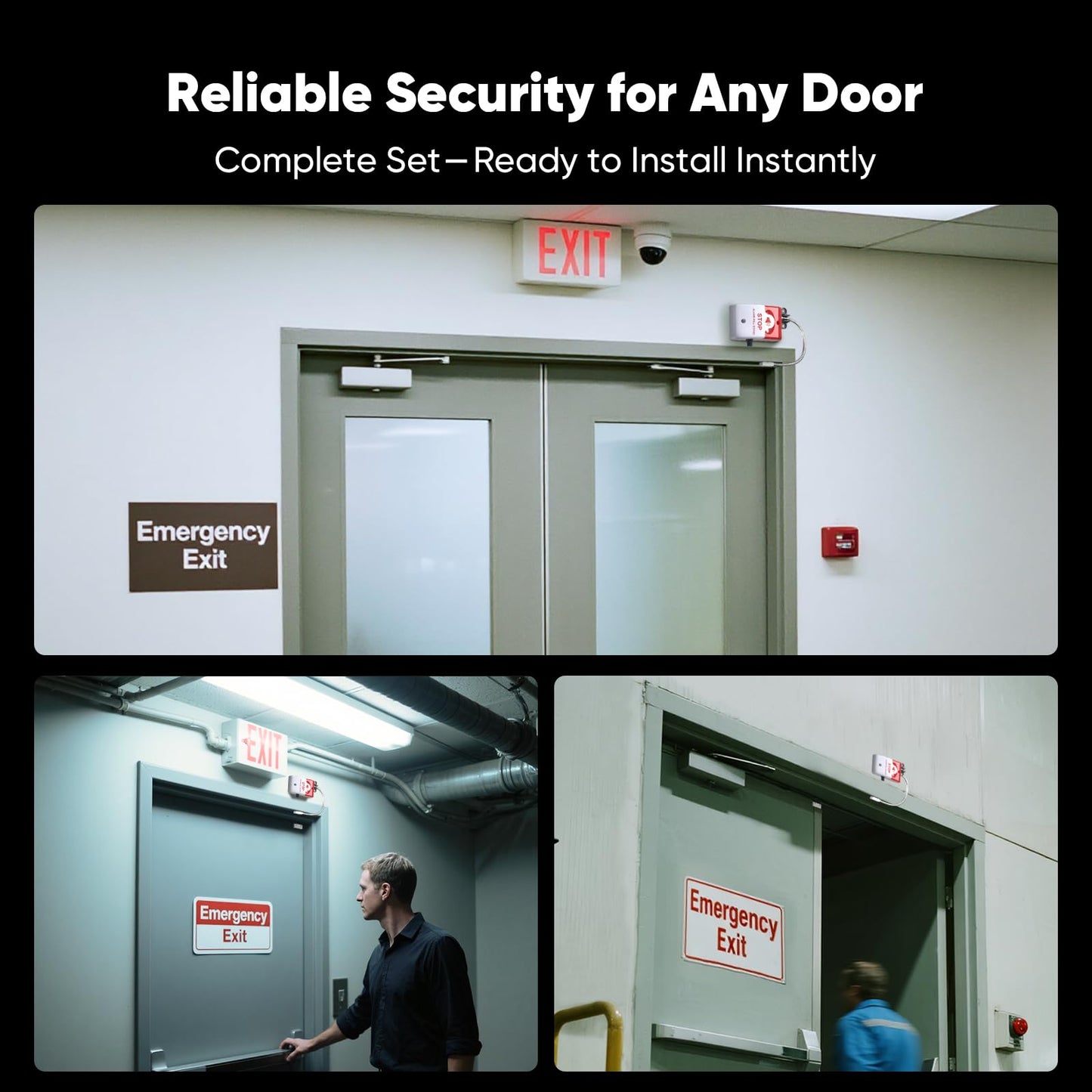 Exit Door Alarm with 110dB Siren,Commercial Emergency Exit Security Device,Battery Powered Magnetic Sensor, Easy Installation,Ideal for Warehouse,Office,Retail,Industrial Exit Safety