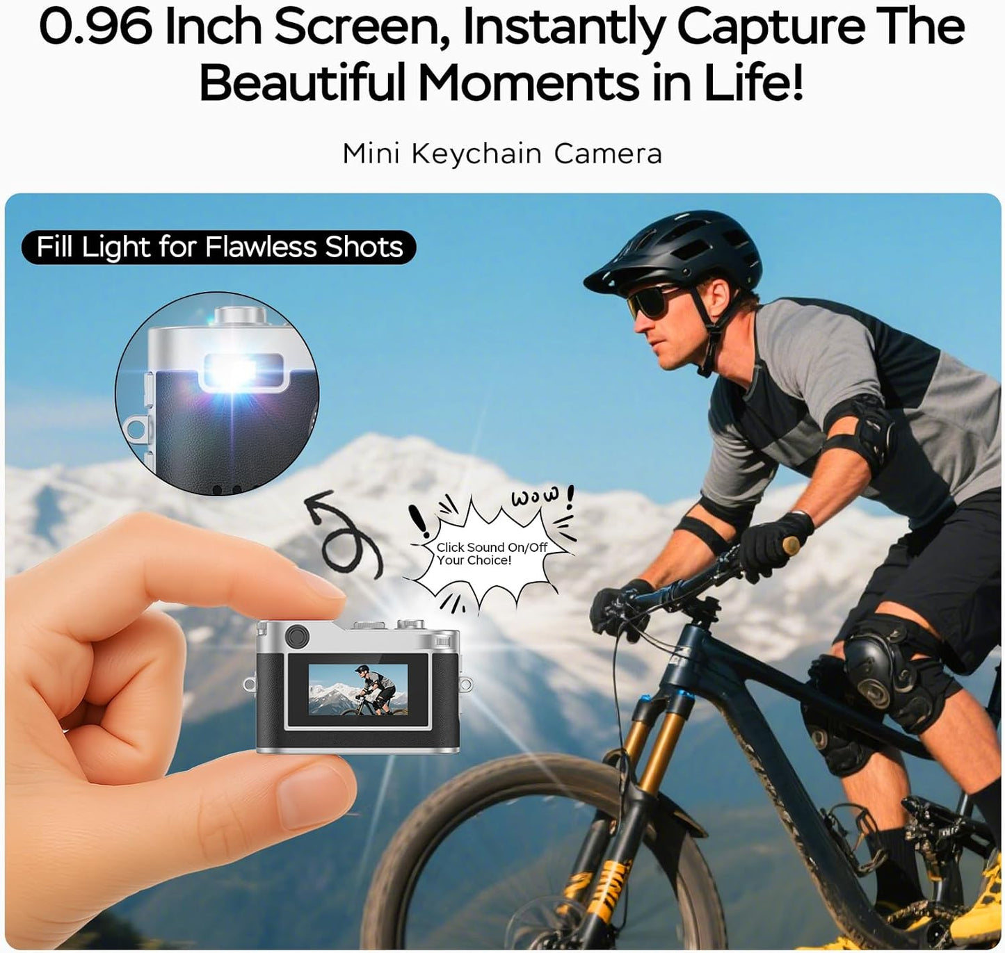 Dienspeak 1080P 32GB 0.96" Mini Digital Camera, HD Tiny Retro Keychain Camera with Card, Screen & OTG Adapter, Vintage
