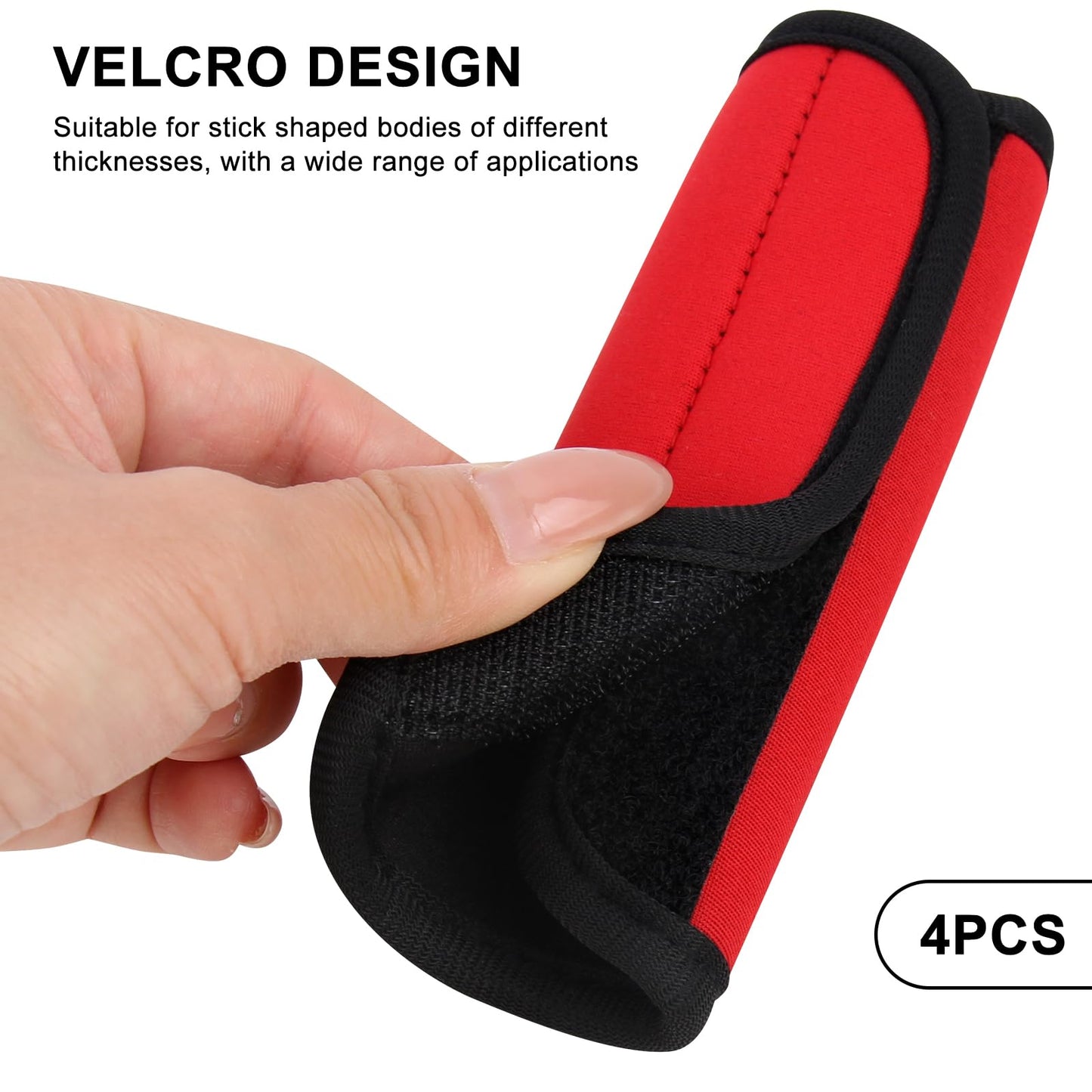 4 Pack Barbell Grips Pad, 2 Red 2 Black Dumbbell Handle Grips Barbell Grips for Weightlifting, Non-Slip Bar Wrap Cushion for Home Gym Fitness, Protective Pads Grip for Pull Up Bar, Horizontal Bar, Deadlift