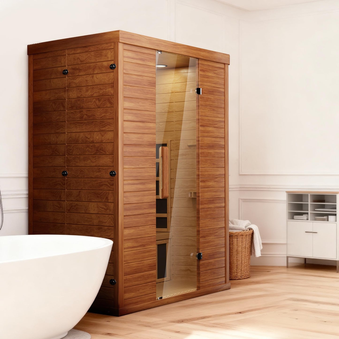 PABIMIA 2-Person Infrared Sauna, Smart App Control, WiFi & Bluetooth, Low EMF 1500W/120V LCD Heater, Indoor Home Sauna with Flame-Retardant Materials