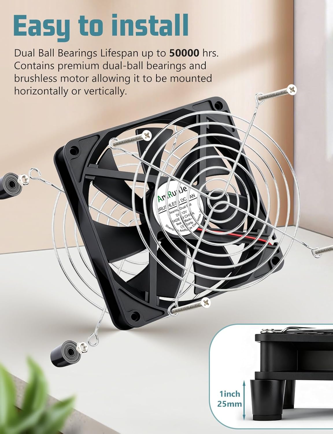140mm 25mm 12v 110v 240v PS5 x Computer Fan with AC Plug dc Variable Speed Dual Ball Bearing for Cooling PlayStation