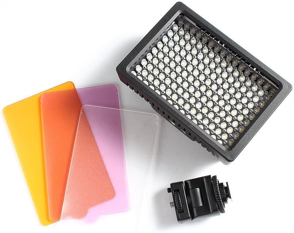SSE 160 5600K 3 LED Digital Video Light of LEDs Video Kit Includes Rotating Cold Shoe Mount and Filters for Canon
