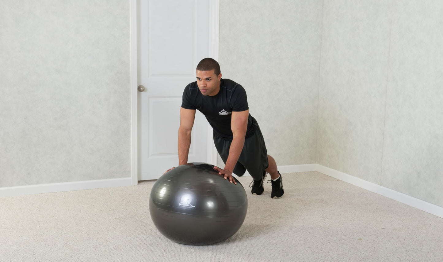 Black Mountain Products Professional Grade Stability Ball - Pro Series 1000Lbs Anti-Burst 2000Lbs Static Weight Capacity Blue