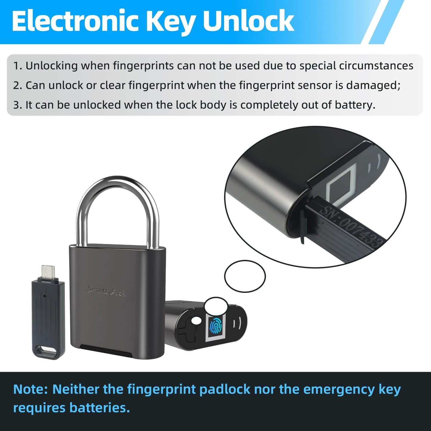 KENRONE Biometric Fingerprint Padlock, IP66 Waterproof Smart Gym Locker Lock for Athletes, Students, Swimmers, School Lockers, Swimming Pools & Sports Grounds