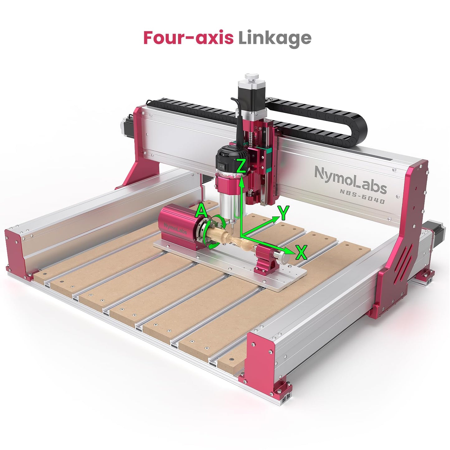 NymoLabs 4th Axis Rotary Module Kit with Industrial Harmonic Reducer for CNC NBX-5040, NBS-6040, 50:1 Speed Reducer, Clamped Range: Length 20-260mm, Diameter 2-67mm