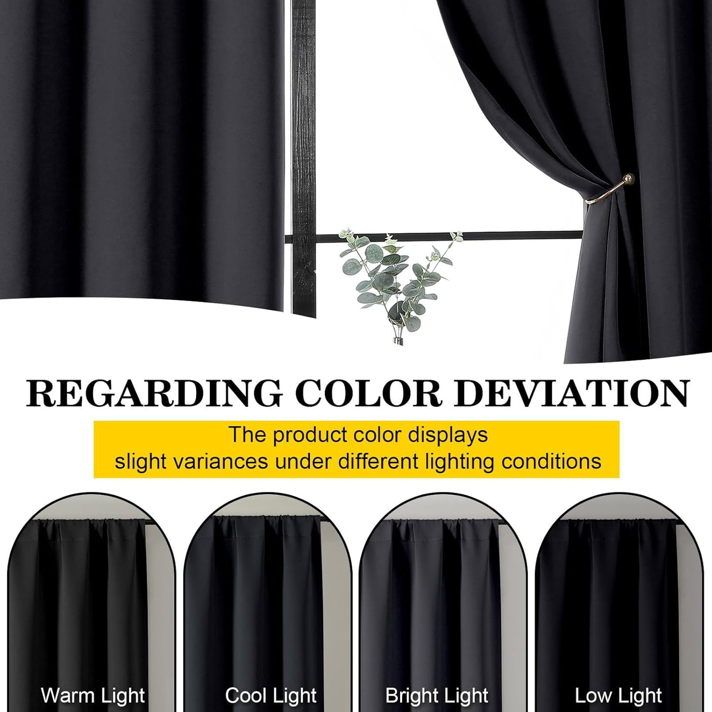 Skiennix Blackout Curtains - Soft Thermal Insulated Room Darkening Window Treatments | 63" Length, 2 Panels Set