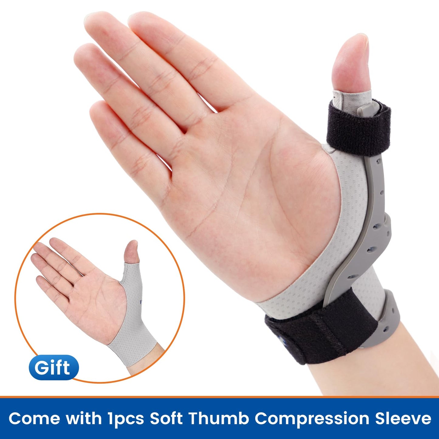 Willcom Silicone Thumb Brace for Arthritis Pain Relief, Semi-rigid Support for De Quervains, Trigger Finger, Women & Men, Right & Left Hands (Medium 6.3-7.3 inch)