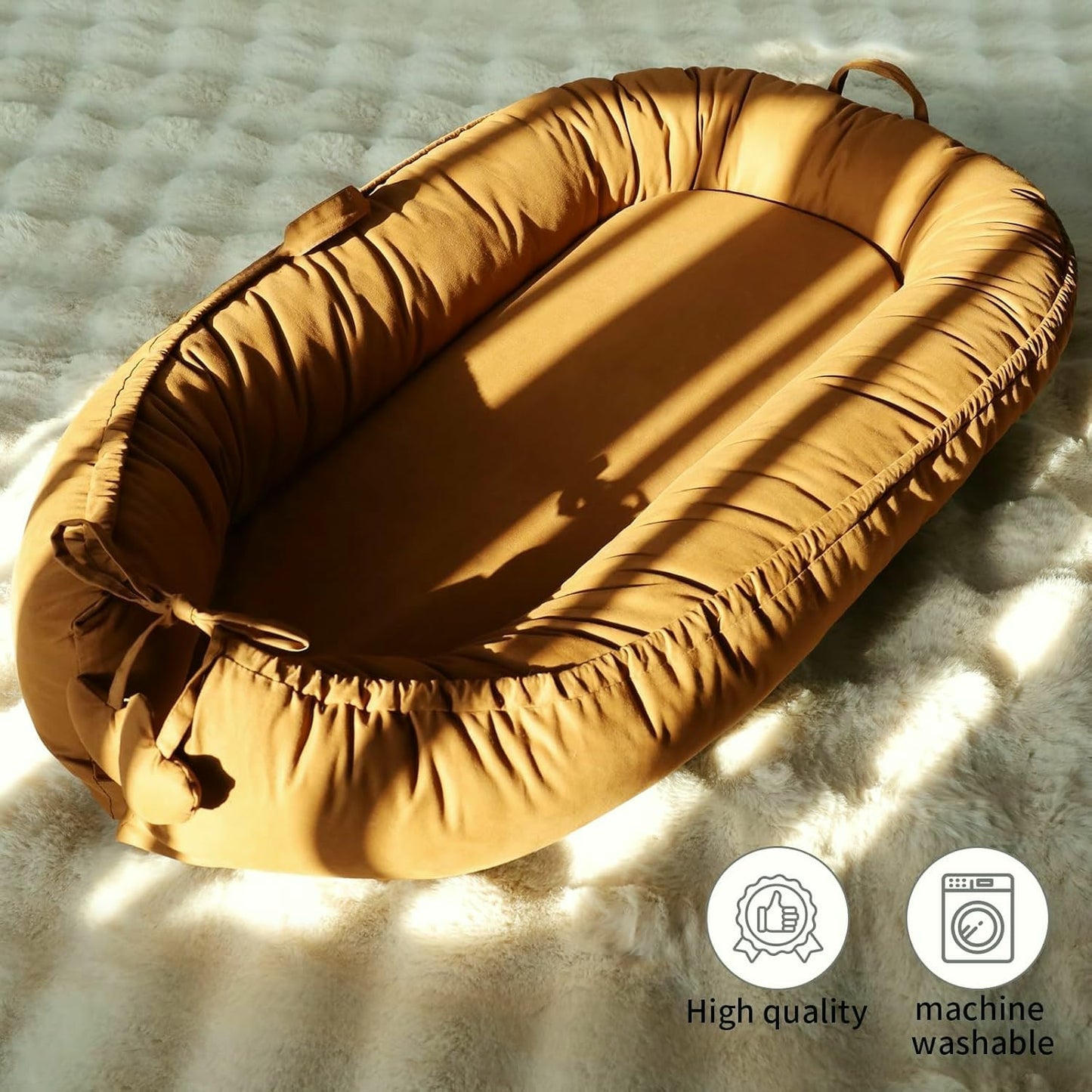 Sienna Baby Lounger - Soft, Breathable Cotton Infant Nest for Newborns 0-24 Months | Portable Travel Essential