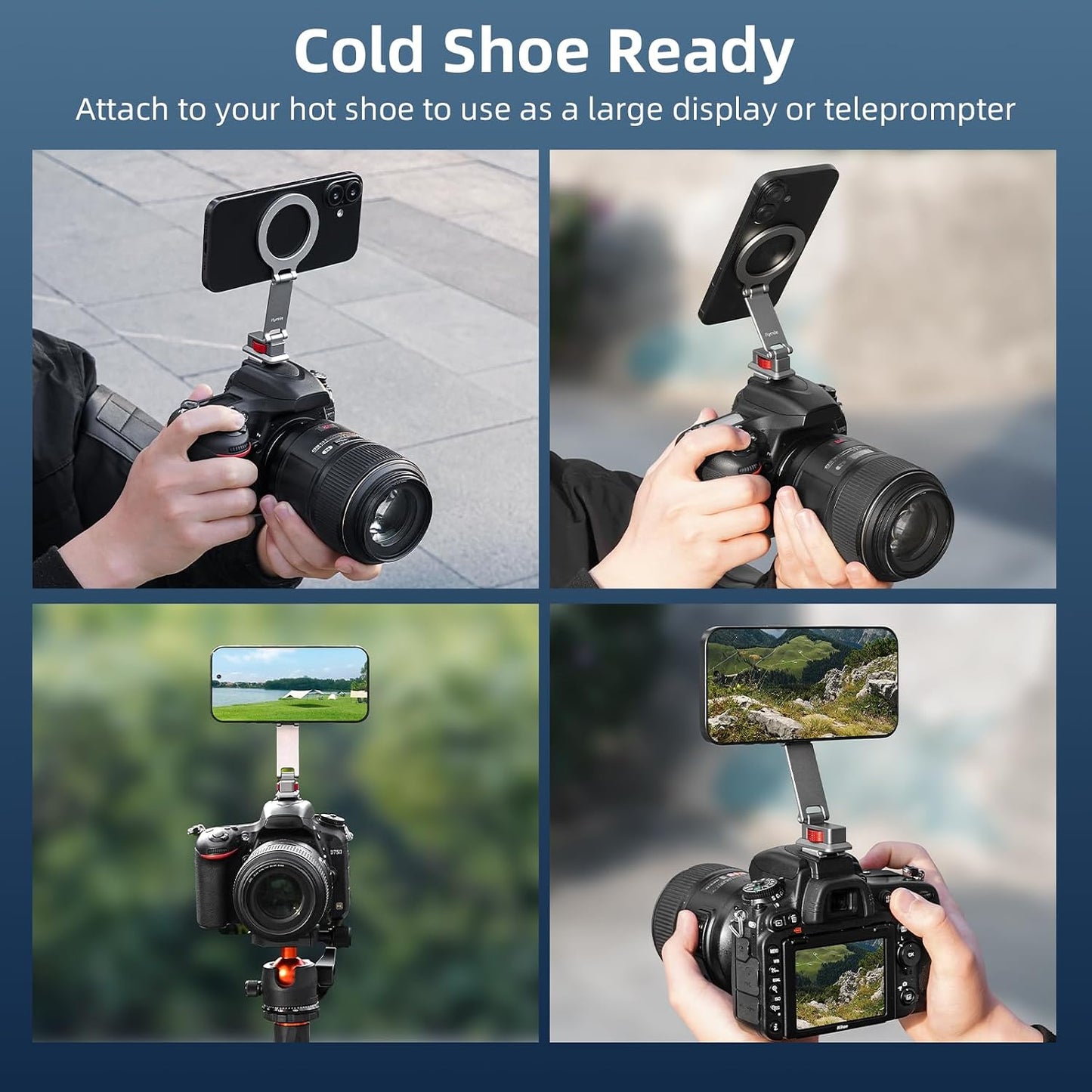 BRDRC 1/4" Cold Shoe Phone Mount with Arca Port, Tripod Mount for MagSafe Magnetic Hot Shoe Adapter with Screw Hole