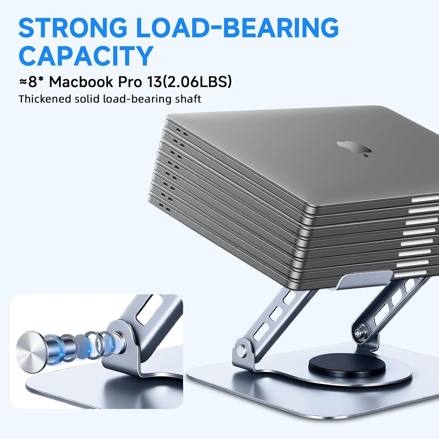 Leeboom 360 (1015.6", Ergonomic Laptop Stand for Desk, Rotating Aluminum Laptop Riser, Adjustable Notebook Holder