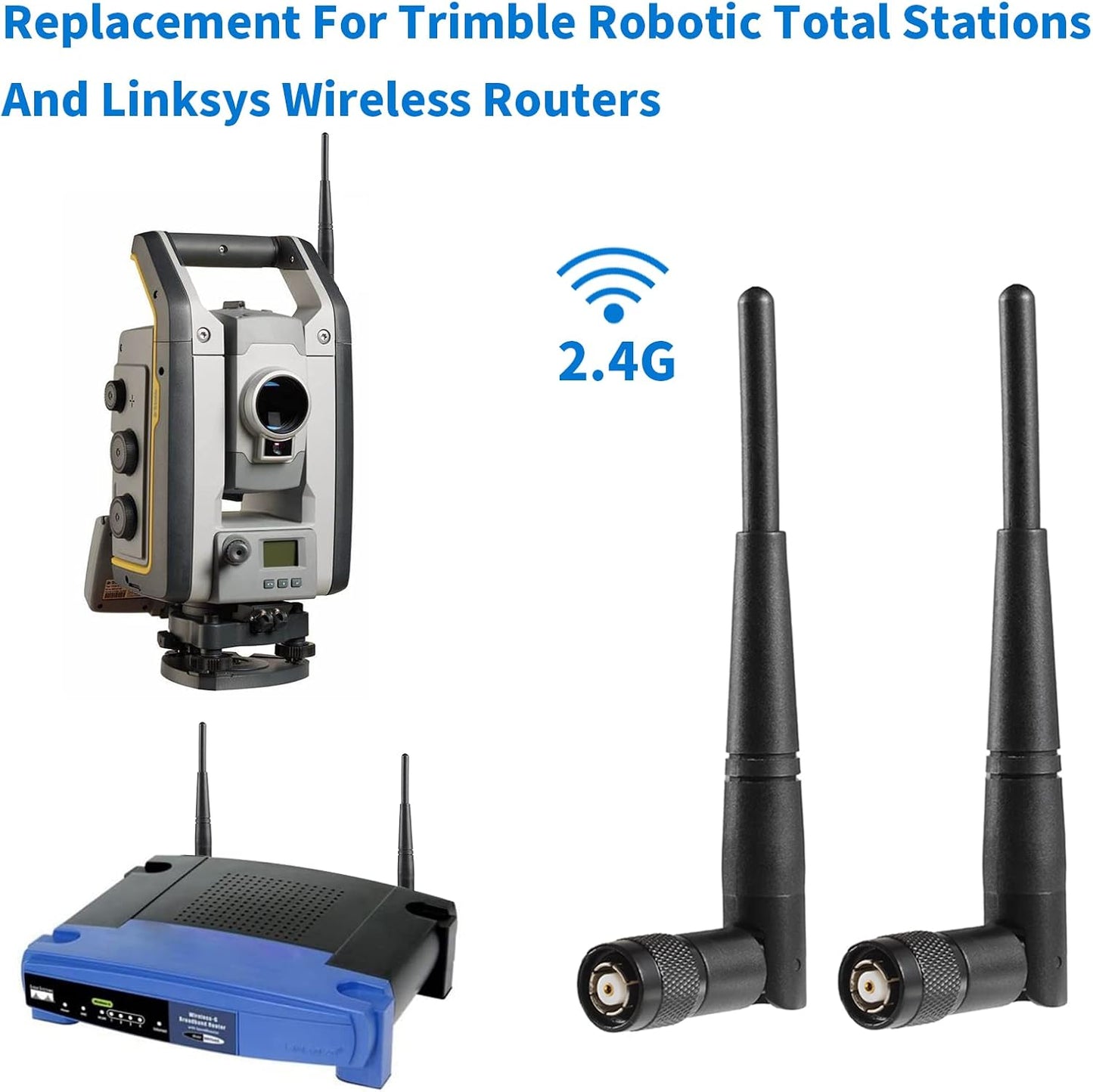 eifagur 5dBi 2.4GHz RouterPack 2, WiFi Antenna RP-TNC Male Replacement Antenna Compatible with Trimble Robotic Total