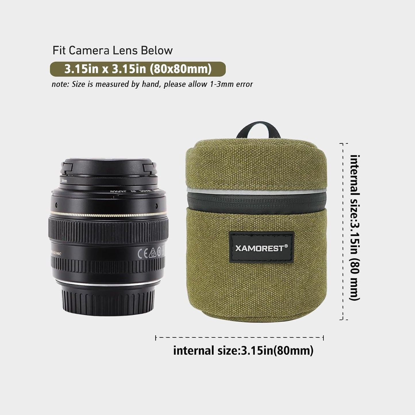 (3.15" 3.15"(Canvas, Camera Lens Case Lens Bag Compatible x Green))