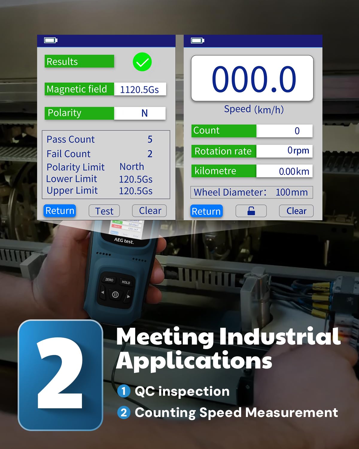 AEGTEST 8103 Gauss Meter, Rechargeable Tesla Meter 0-2500mT, Transverse Probe, Magnetometer with Data Logging and Alarm, Magnetic Field Strength, ±2% Industrial Accuracy for Quality Control, Labs