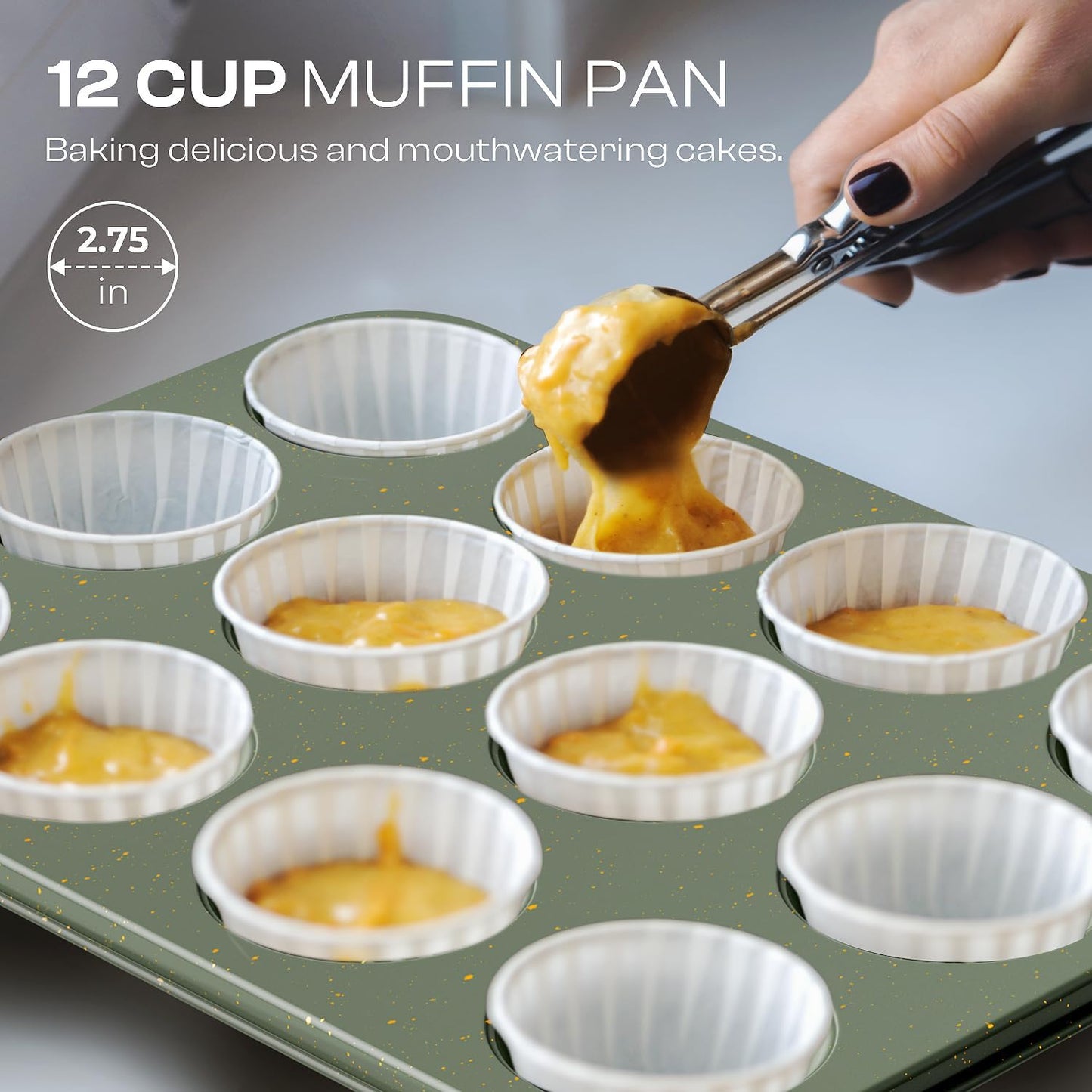Regine Switzerland 8-Piece Nonstick Bakeware Set - Stackable Oven Pans with Cooling Rack & Ceramic Coating in Green