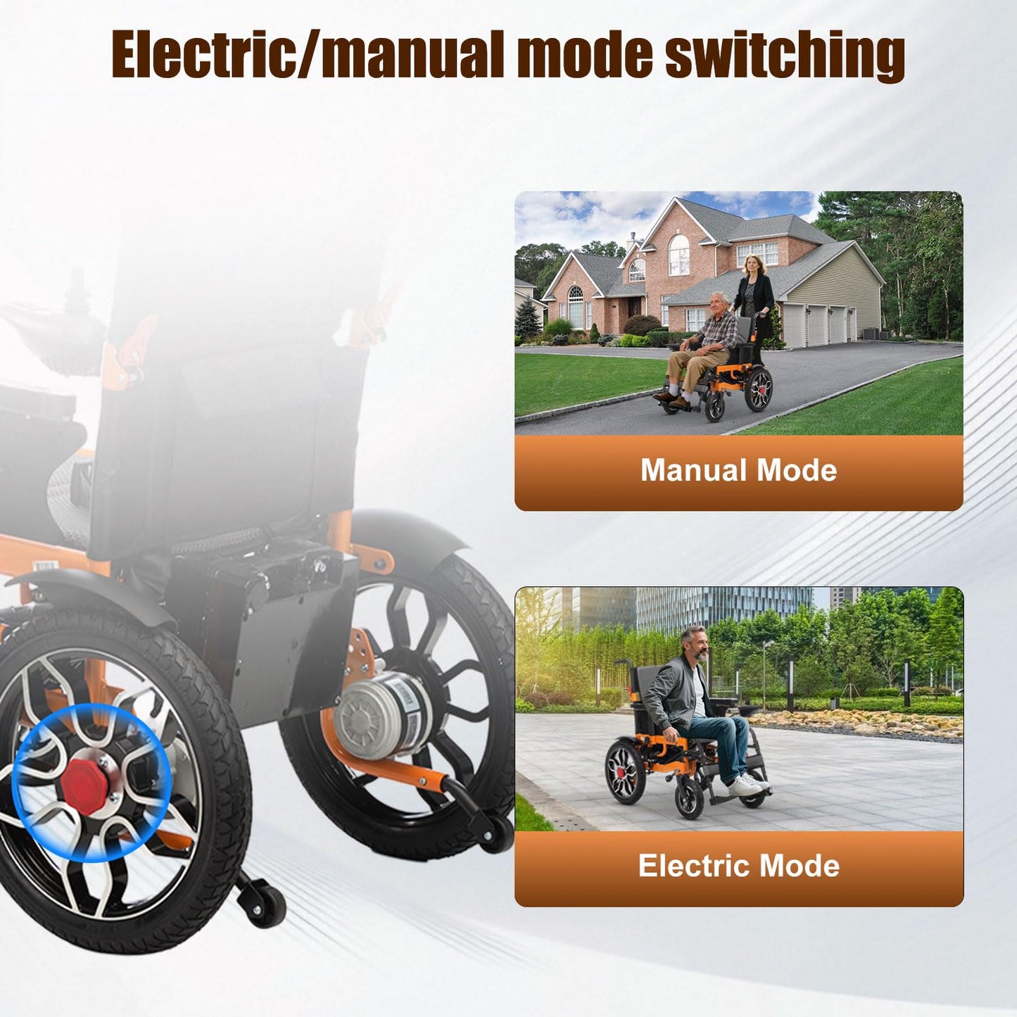 20" Seat Width Electric Wheelchairs for Adults,Power Motorized Foldable Wheelchairs for Seniors Support 350 LBS,25 Miles Range,Airline Approval & 500W Motors All-Terrain Motorized Wheelchair