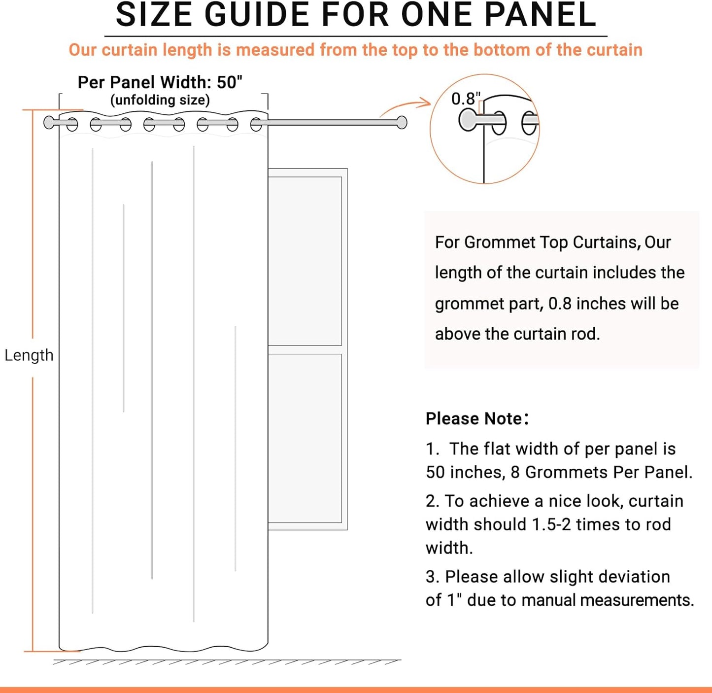 Skiennix 100% Blackout Sliding Door Curtains - Extra Wide Grommet Drapes, 50”W x 63”L, Beige