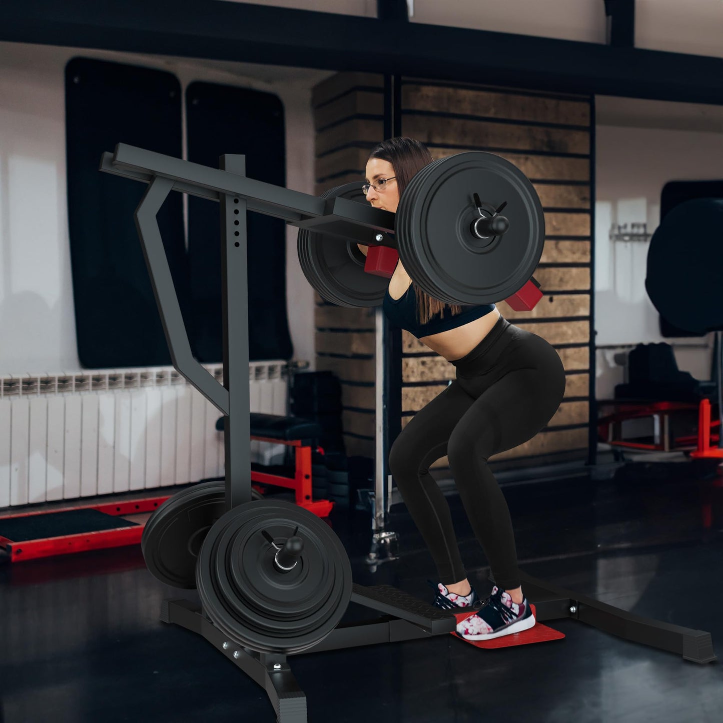 VIVITORY Leverage Squat Calf Raise Machine, Lower Body Training, Hack Squat Machine and Leg Press Machine, Weight Training Home Workout Equipment