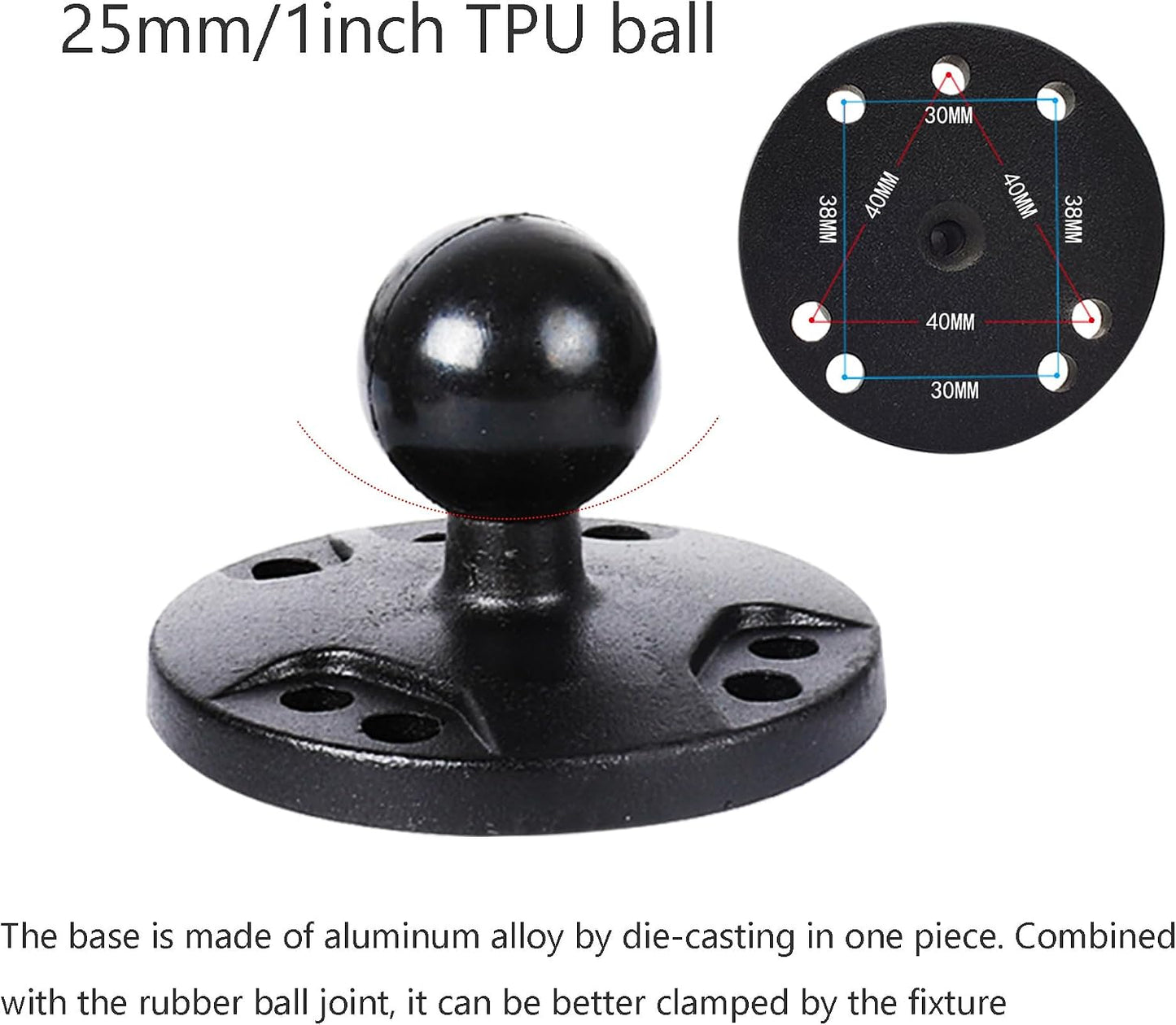 Leenconghui 5.9" 17-25mm (5/8"-1") Heavy-Duty GPS & Phone Mount Holder with Long Arm - Universal Ball Adapter/T-Bolt