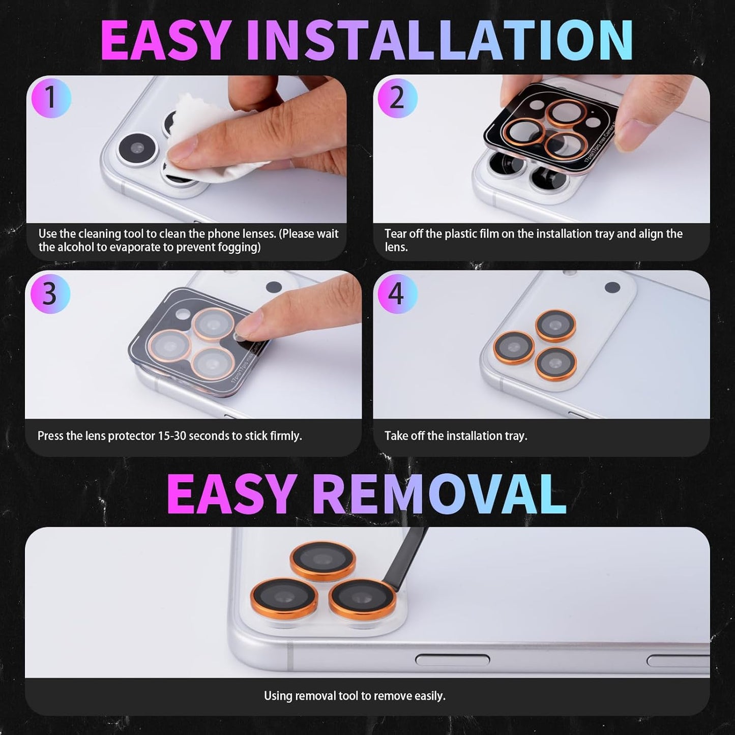 17 Pro/17 17 Pro/17 Camera Lens Protector for iPhone Pro Max, Individual Tempered Glass Camera Protector