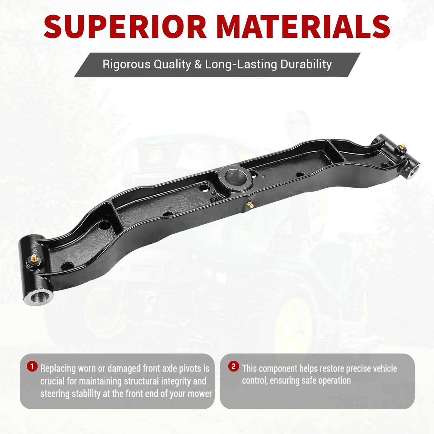 GY20532 Front Axle Pivot Bar Compatible with John Deere G100 and L100 Series L100 L105 L107 L108 L110 L111 L118 L120 L130 G110, Heavy-Duty Cast Iron, Replaces GY20532BLE