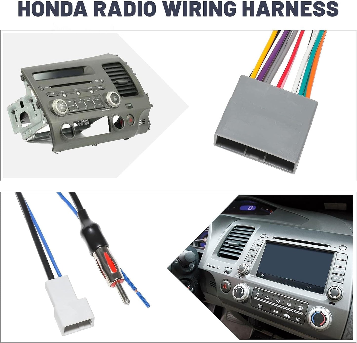2006-2011 1991-1998 NuIth Car Radio Wiring Harness Connector for Select Honda Civic Odyssey CR-V, Acura Legend CL RL