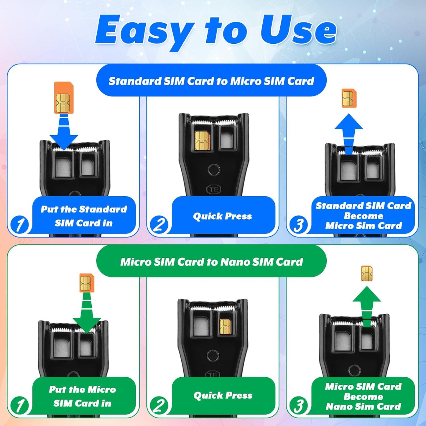 Cosmos 2 1 1 Universal Sim Card Cutter, in Standard SIM/Micro SIM Card Cutter with Adapters and Eject Pin
