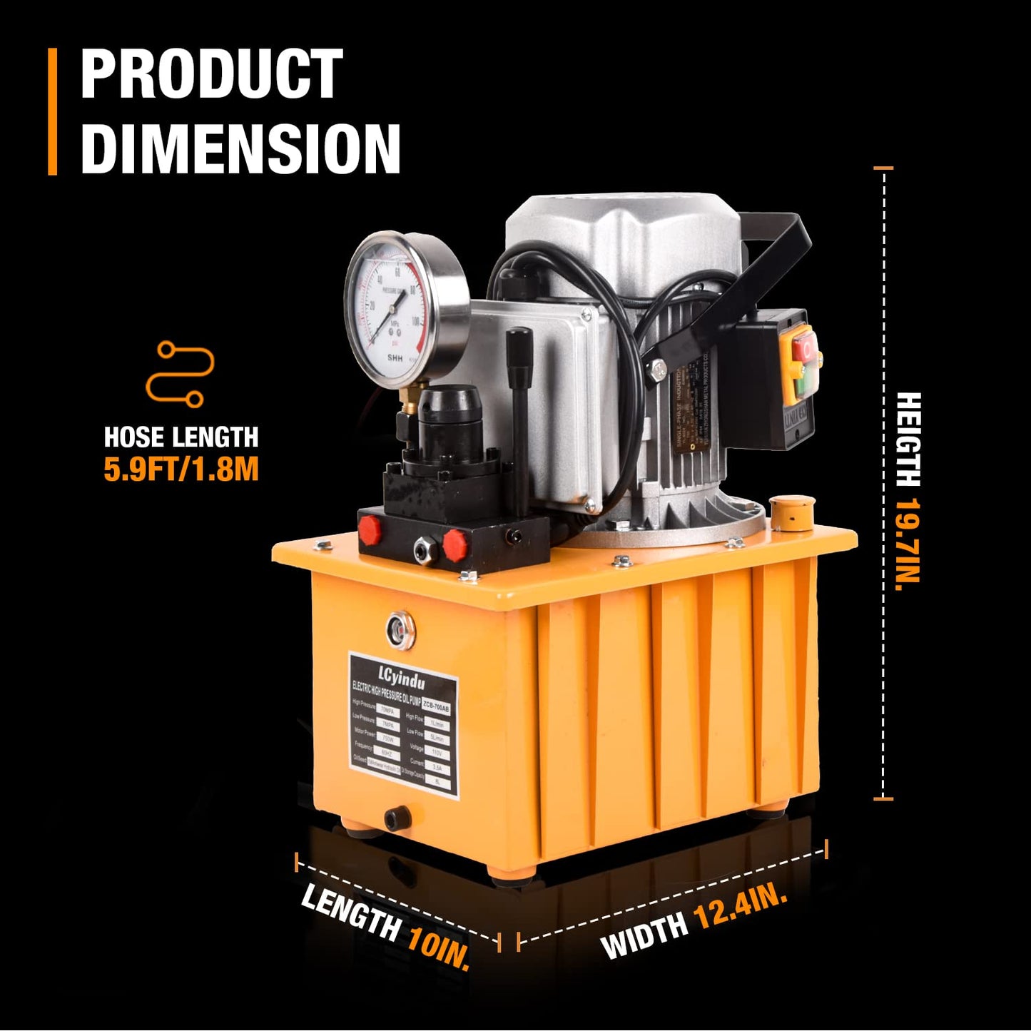 LCyindu Hydraulic Electric Pump Double Acting Manual Valve 8.4Quart 2.1Gallon Hydraulic Power Pack Cylinder Electric Portable Pump for Punching/Bending/Jack Machine, ZCB-700AB