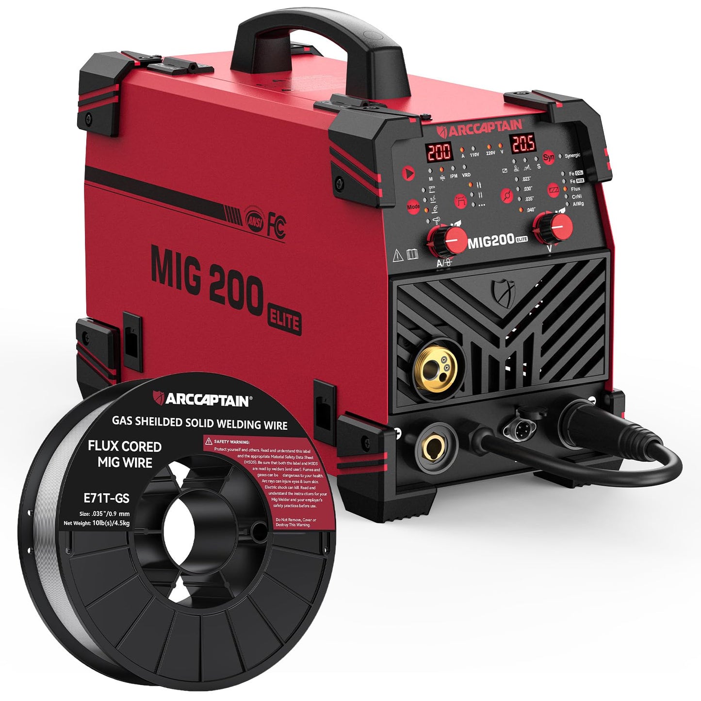 ARCCAPTAIN MIG Welder 200A with .035" E71T-GS Flux Core Welding Wire