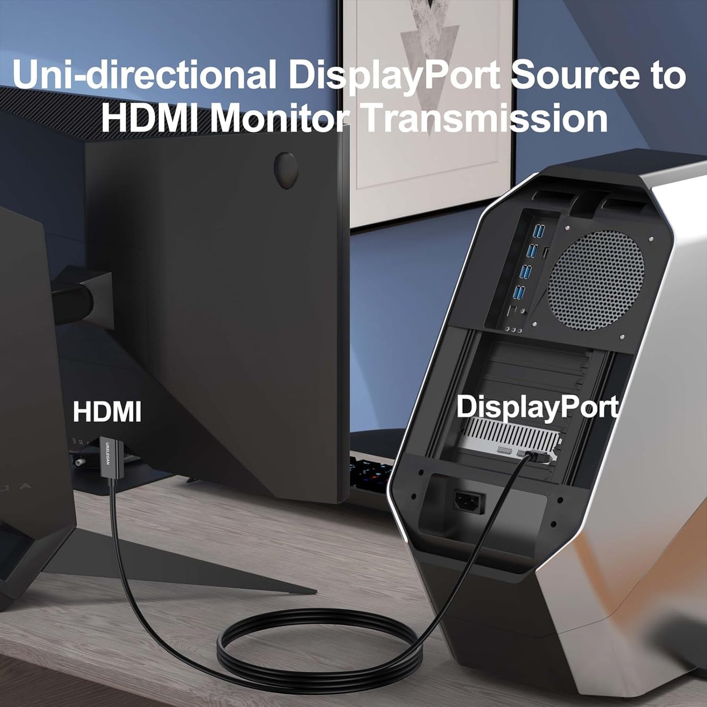3 5-Pack, 4K DisplayPort to HDMI Cable feet Display Port to HDMI Cables Uni-Directional DP to HDMI Cord for Dell
