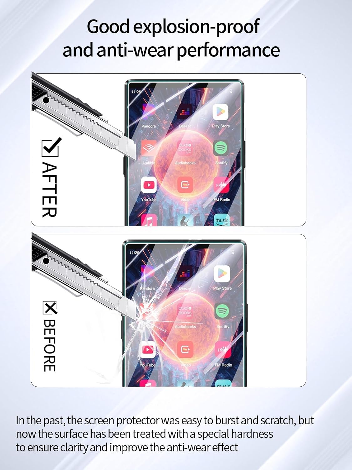 UYRUREL T09U 5" 128GB MP3 3 Pack Screen Protector for AGPTEK Player, High-definition Scratch Resistant Film,HD