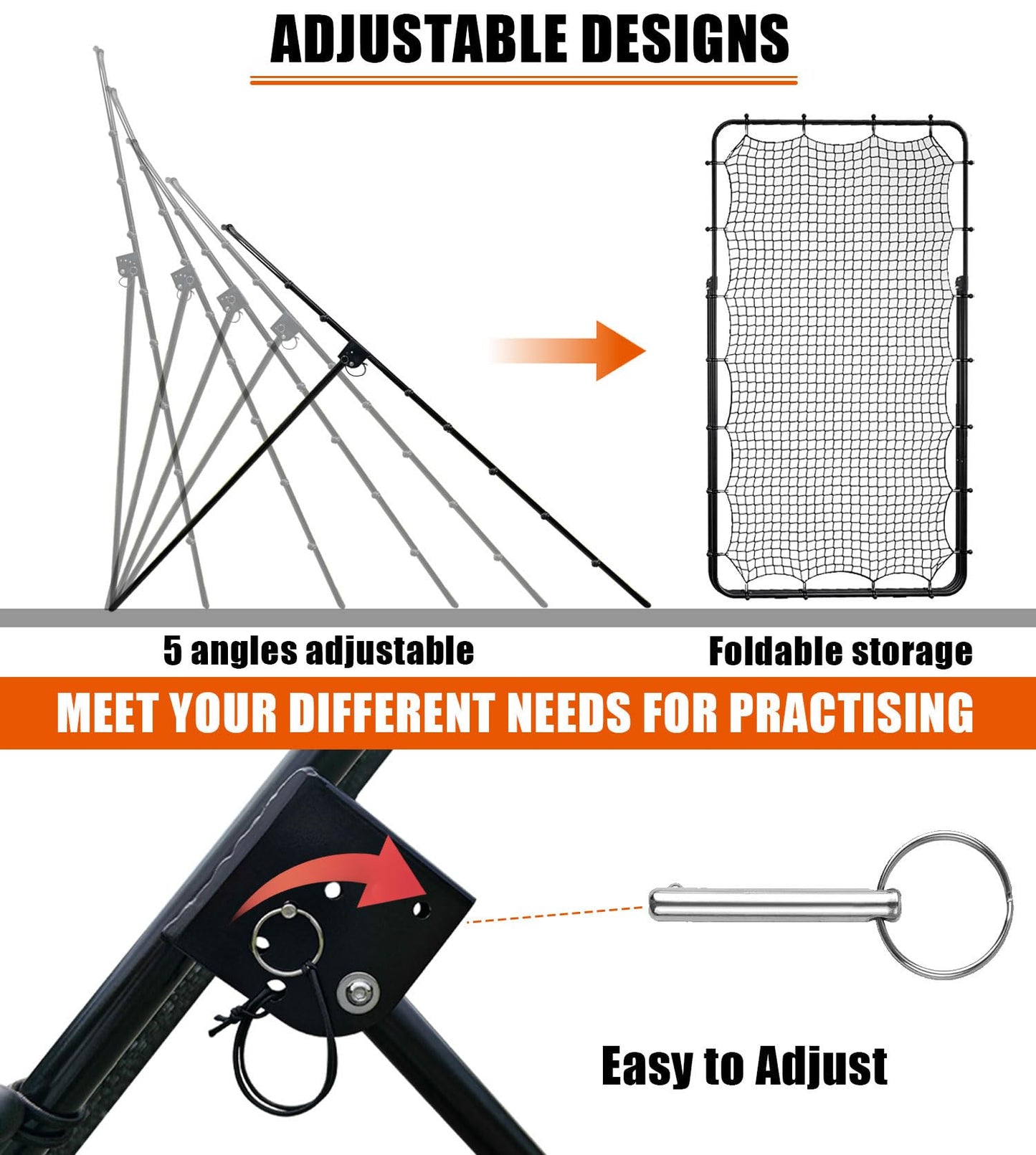 Adjustable Volleyball Rebounder Net 4x7ft, Bounce Back Practice Equipment for Practicing Volleying, Bumping, Spiking-with Volleyball&Bag