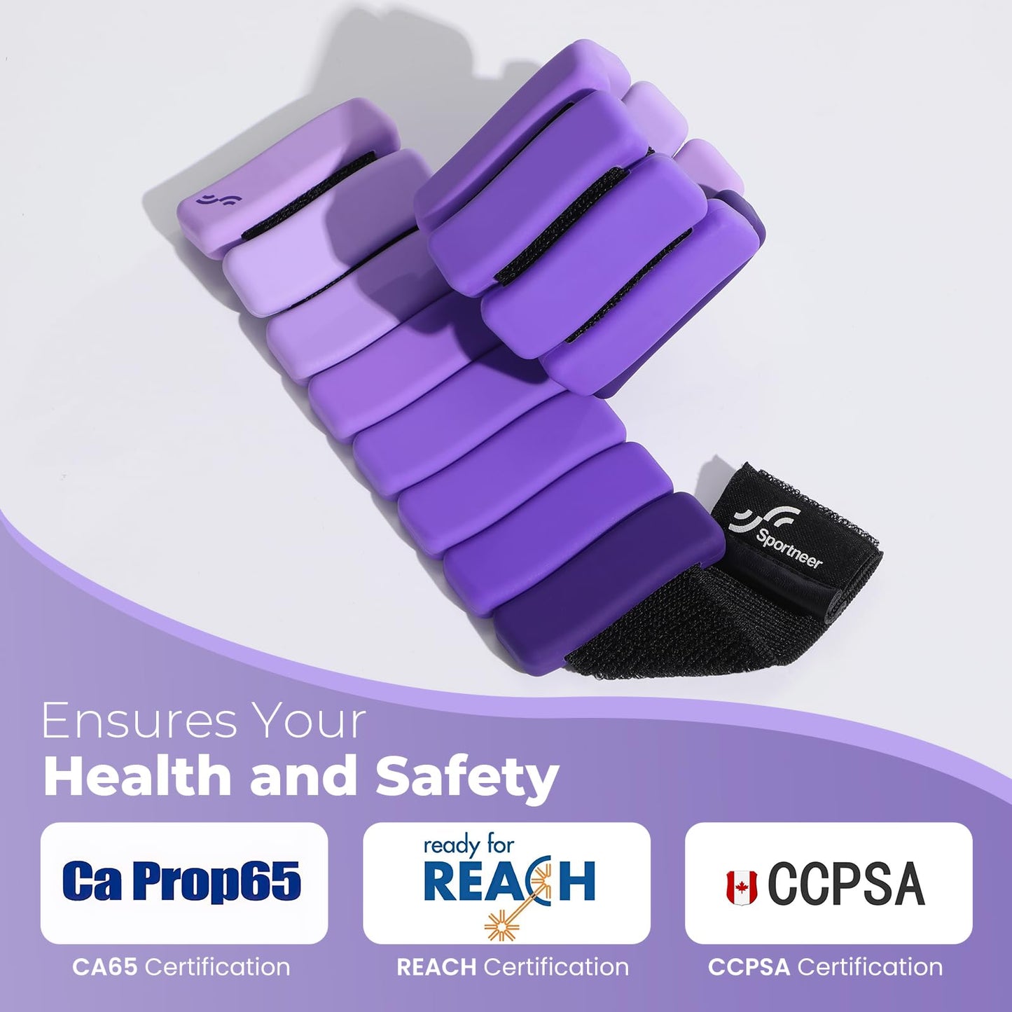 Sportneer Wrist & Ankle Weights for Women & Men Set of 2 (1LB/2LB Each) - Soft Silicone Arm & Leg Weights for Pilates, Yoga, Walking, Barre, Home Workout, Water Aerobics(Halo Violet, 1 LB x 2)