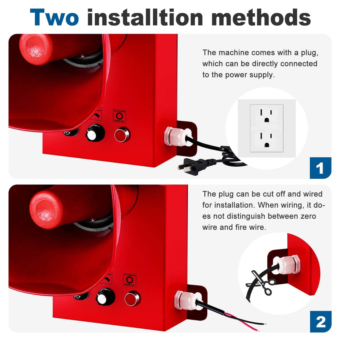 Saladulce 130dB Industrial Siren Alarm - Adjustable Volume & Tone, IP65 Waterproof Outdoor Alarm with Strobe Light for Warehouse, Office, Port, and Machinery (110, Volts)