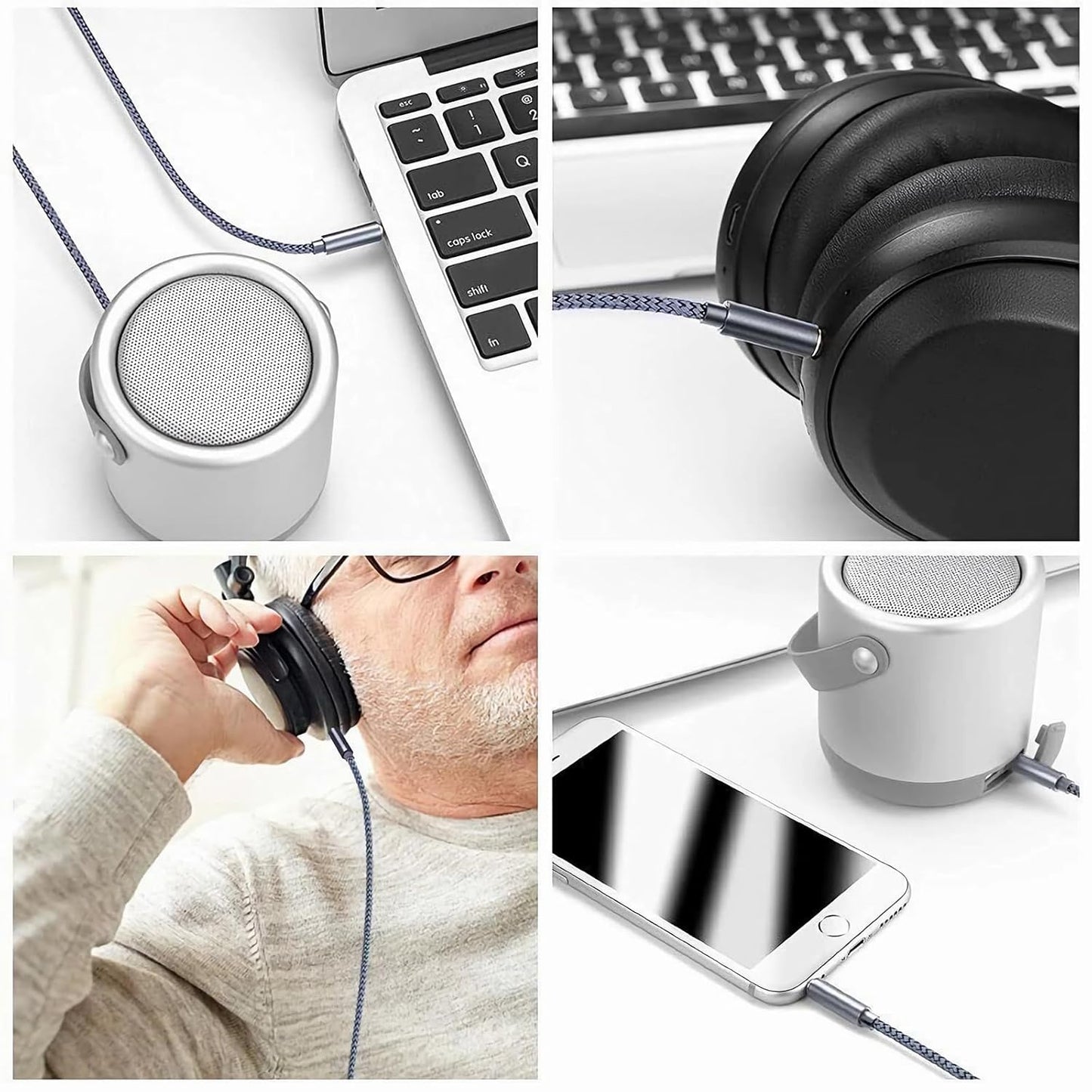 3.5mm (3.3ft/1m) Henrety Nylon Braided Aux Cable - Male to Male Audio Auxiliary Cord for Headphones, Car, Home Stereos