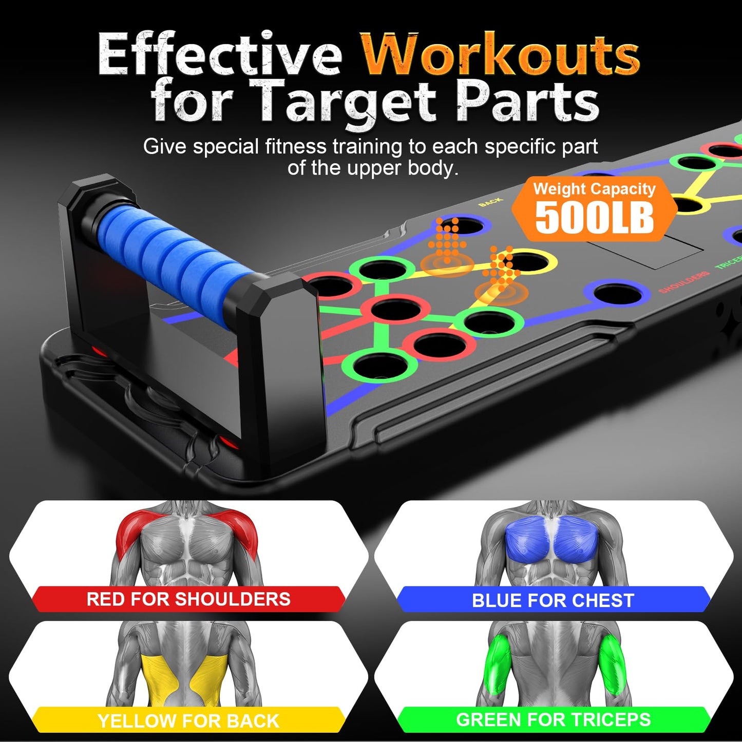 Berleng Push Up Board - 36-in-1 Foldable Pushup Fitness Stand for Portable Strength Training. Rugged, Stable Equipment for Home Gym Workout for Men & Women