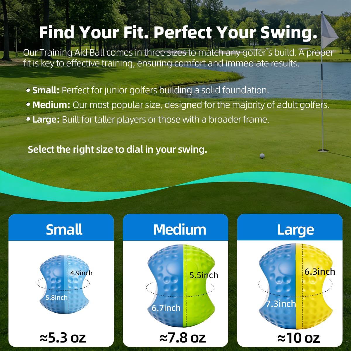 THEMARS Golf Swing Trainer, Golf Training Aid Ball - Soft PU Foam Forearm Connection Ball & Practice Equipment & Posture Correction | Fix Chicken Wing, Slicing & Scooping with Adjustable Lanyard