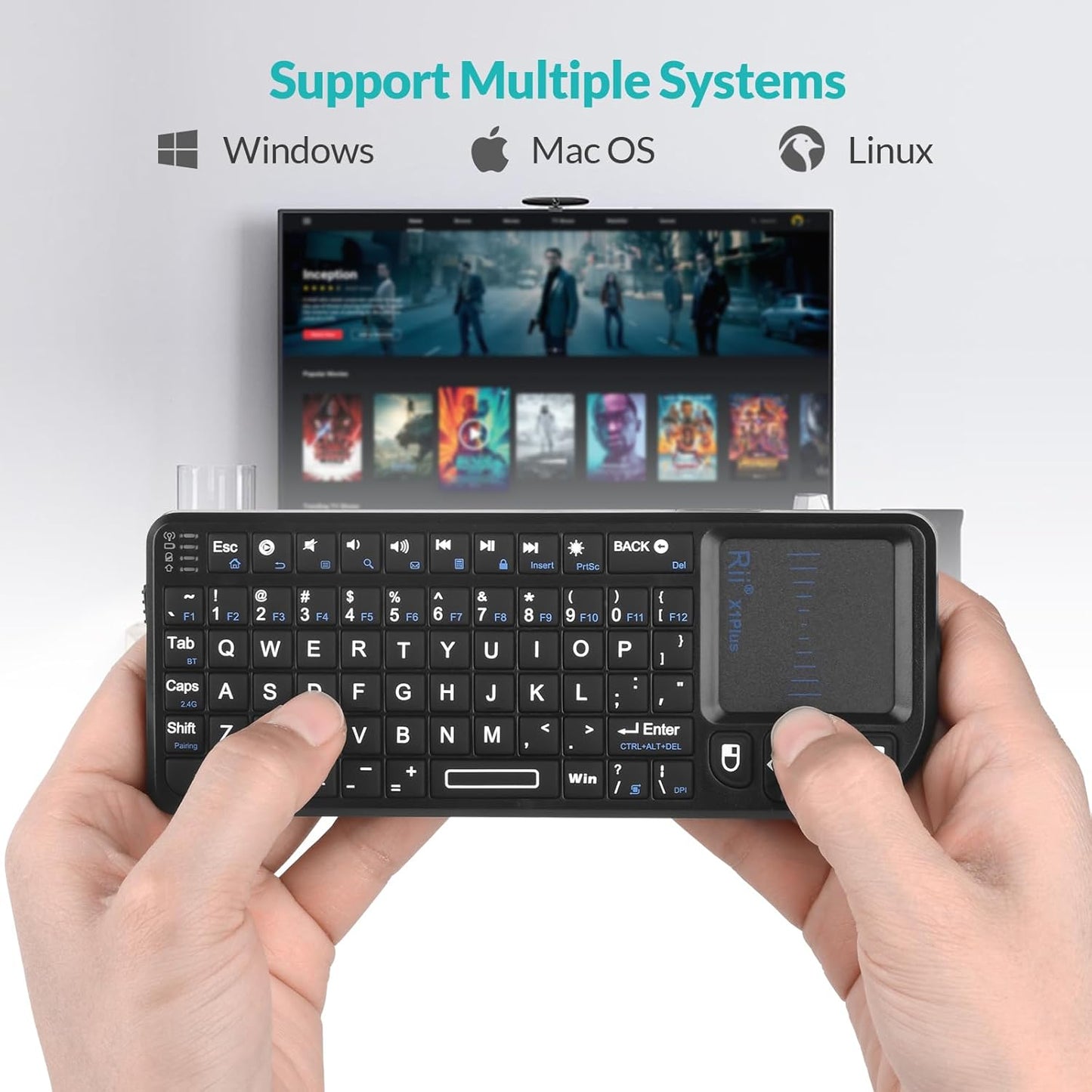 Rii Mini Keyboard with Touchpad,Bluetooth Keyboard Backlit,Handheld Wireless Keyboard for Smart TV,Android TV Box,Fire