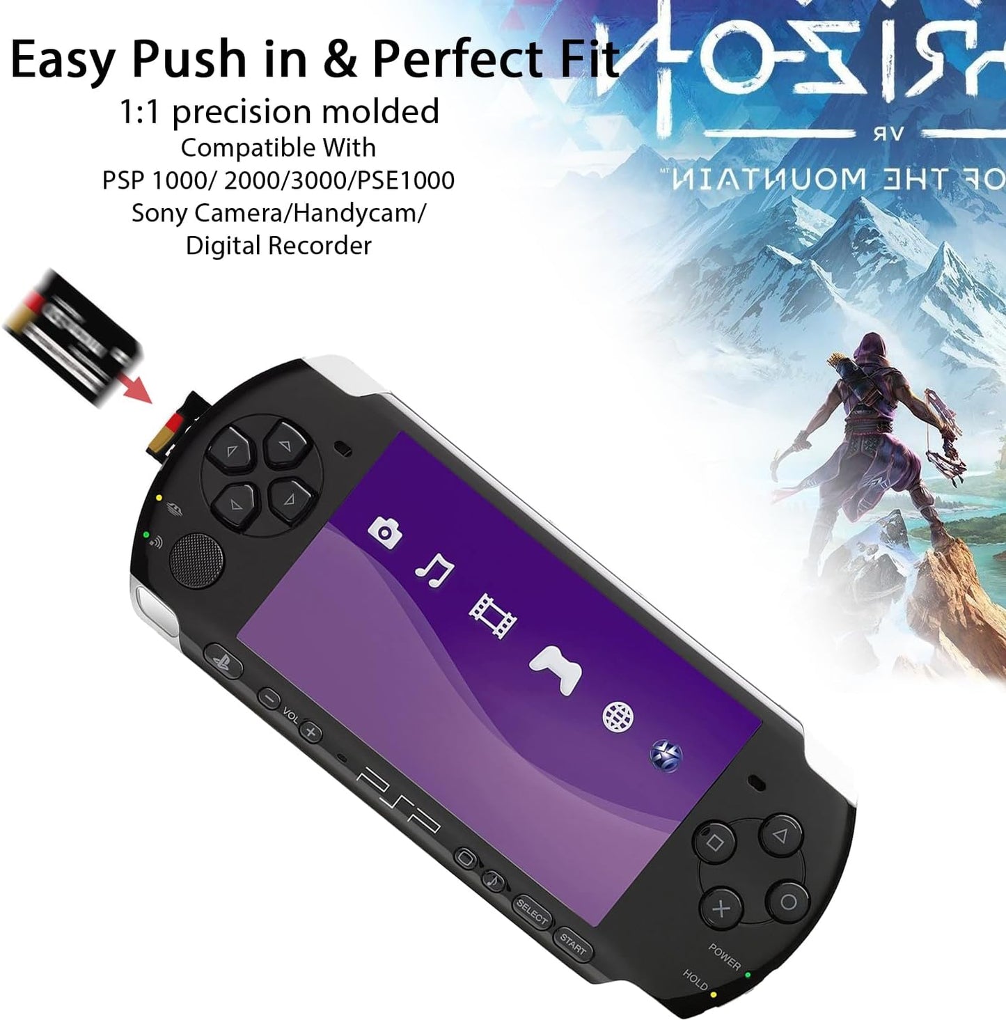 Sunloy 128GB 1000/2000/3000 PSP Memory Stick Adapter with Micro SD Card, Micro SD/SDHC/SDXC to Memory Stick PRO Duo