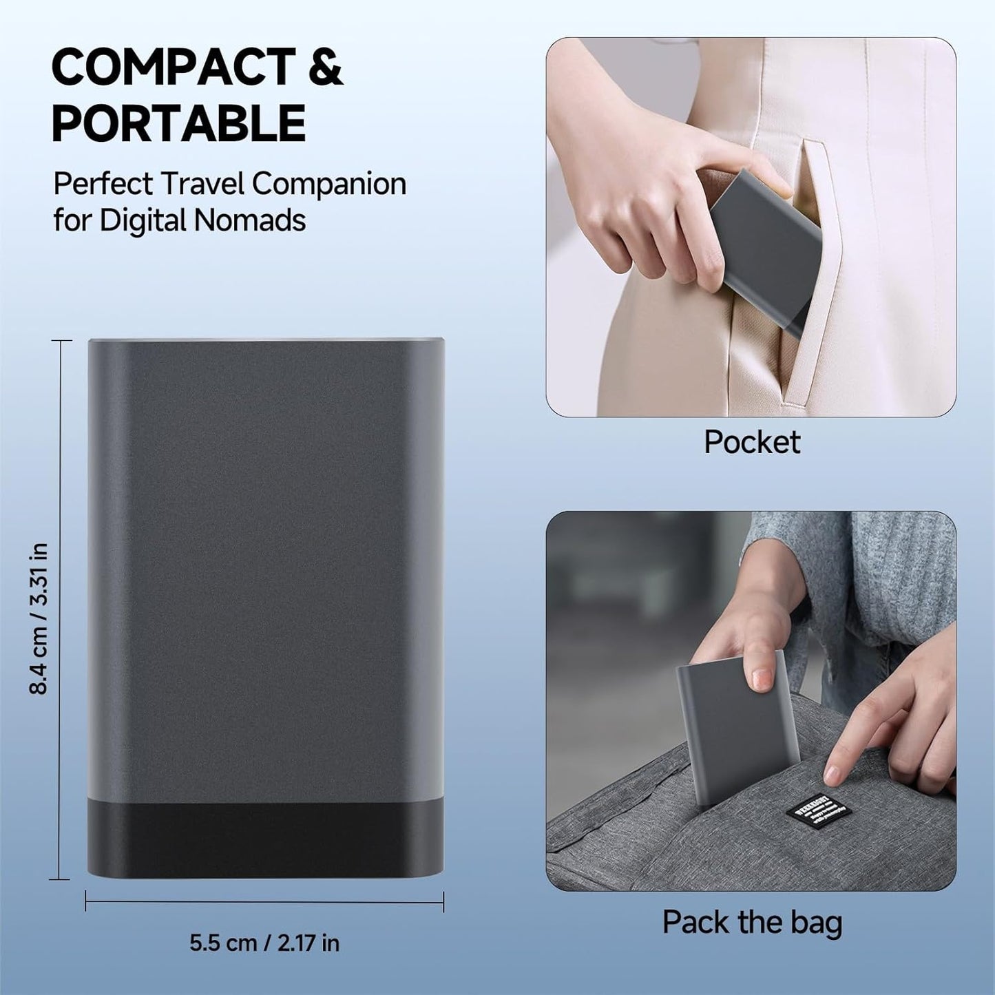 Doumsic 65W USB-C Card Reader & Storage Case, Multi-Format Memory Card Organizer with OTG Adapter, Fast Charging, SIM