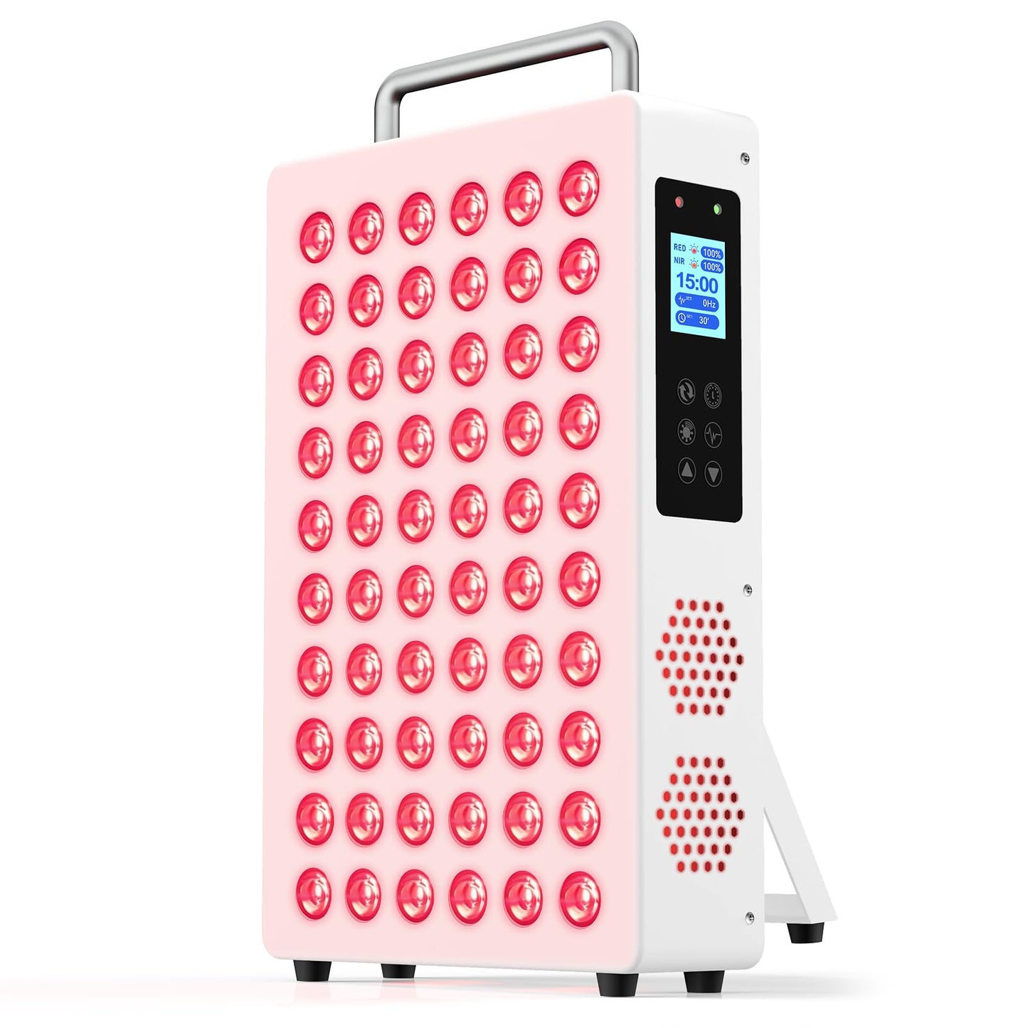 Red Light Therapy Panel for Body & Face – 660nm Red + 850nm Near Infrared Light, Adjustable Intensity & Pulsing, Quiet Cooling, Stand & Door Mount for Active Restoration & Skin Wellness