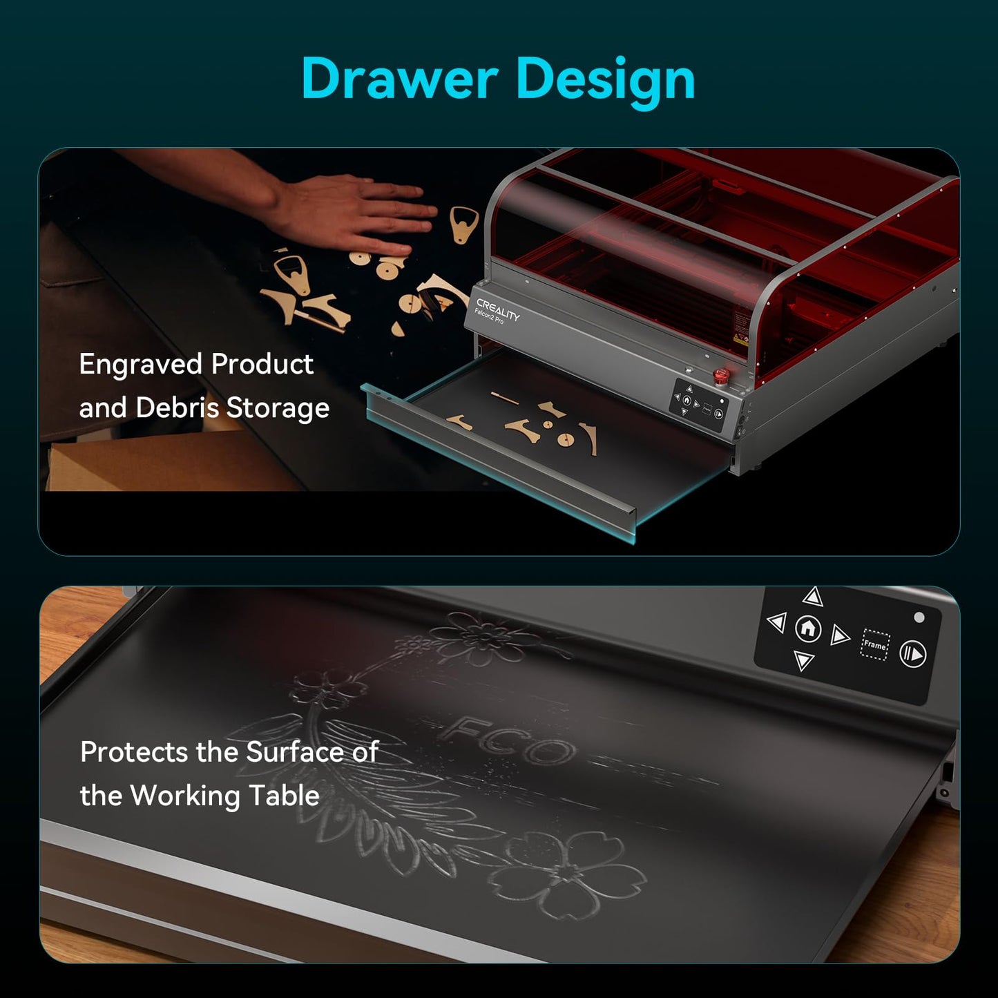 Falcon2 Pro S 40W Enclosed Laser Engraver with Air Assist, Built-in Camera, Class 1 Laser Cutter and Engraver Machine for Wood, Metal, Batch Prodcuction, Engraving Area 355 * 390mm