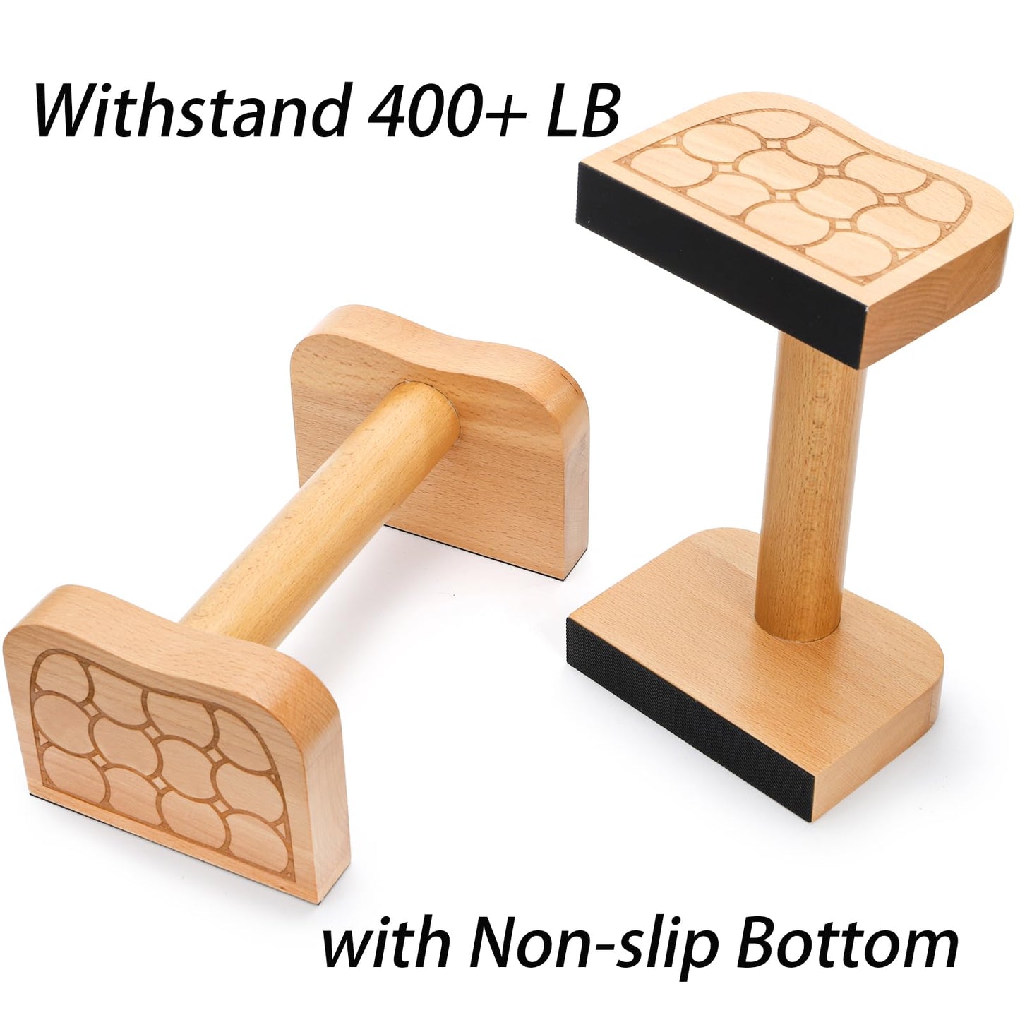 TOPZEA Wooden Parallettes Bars, Solid Beech Wood Push-up Stand for Calisthenics, Non-Slip Push Up Bars for Home Gym, Wrist-Friendly Push Up Handles for Handstand & Strength Training
