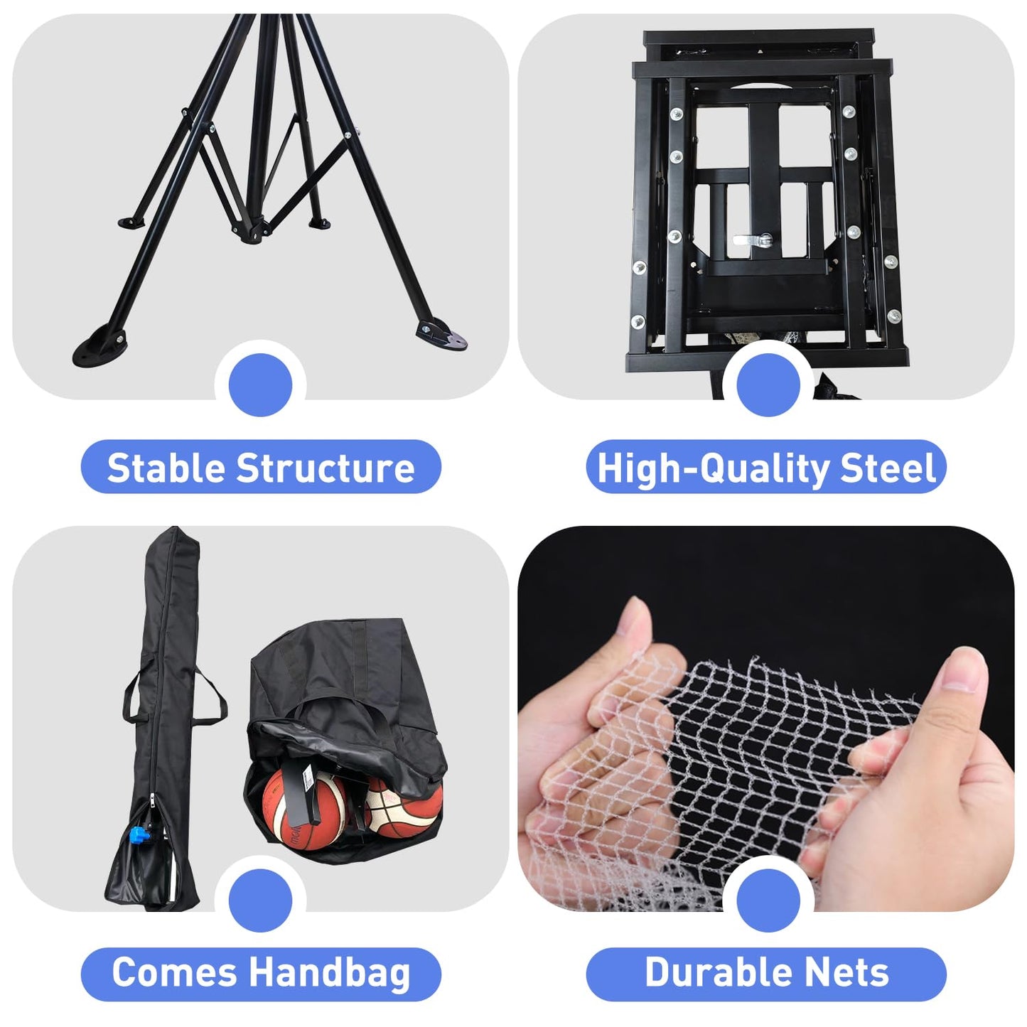 Upgraded Basketball Return Attachment, Adjustable Height Basketball Rebounder, Portable Shot Hoop Trainer with 180° Rotating Track, Rebounder Net Return System for Solo Play and Practice