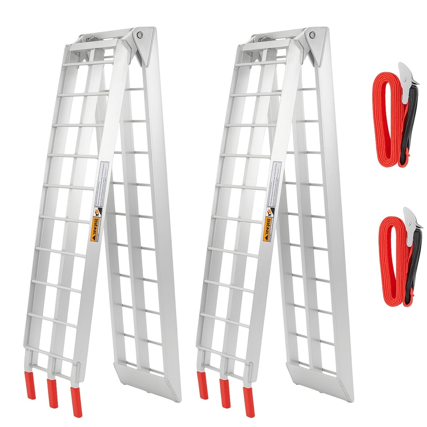 ATV Ramps for Pickup Trucks, 7.5 ft Folding Aluminum Truck Ramps 2 Pack, Crossbar Rungs Traction, Rubber-Tipped Fingers, Load Straps Included, 1,500 lb per Pair (750 Each), 89 x 12 in