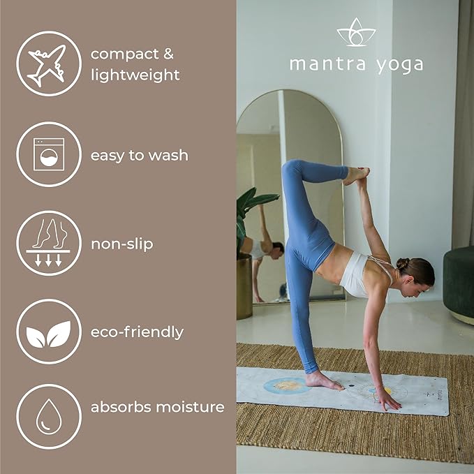 Mantra Yoga Travel PRO 1.5mm - Foldable Fitness & Exercise Mat with Bag | Lightweight, Compact & Eco-Friendly | Non-Slip & Washable | For All Types of Yoga | 72" L x 24" W | 2.6 lbs